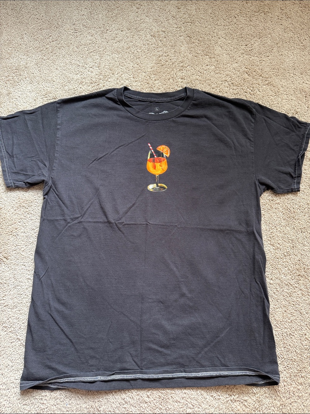 Men's Black Graphic Cocktail Glass T-Shirt